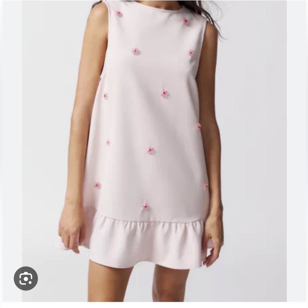 Elegant Light Pink women's Dress with Floral Embellishments size XS sister Jane